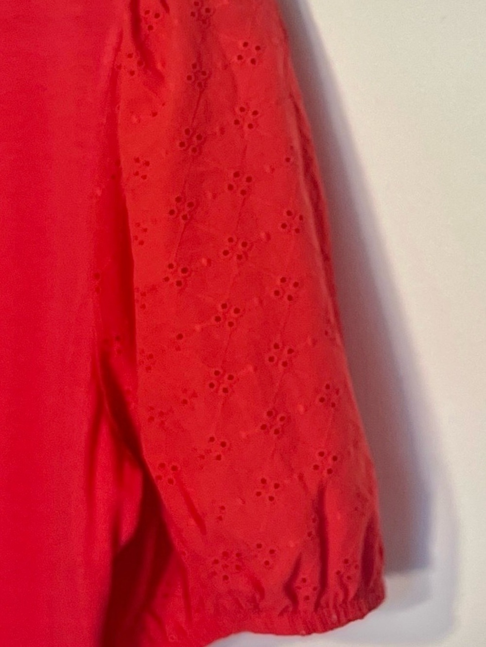 J. Crew “Fit and Flare” Bright Coral-Red Midi Dress with Puff Sleeves | Medium - Picture 4 of 7